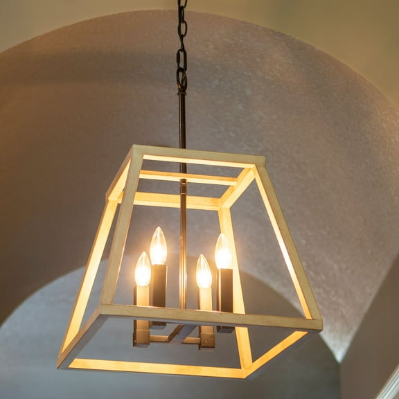 Lexington 4 Light Metal and Wood Foyer Pendant