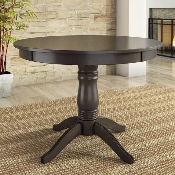 Lexington 42" Round Wood Pedestal Base Dining Table, Black