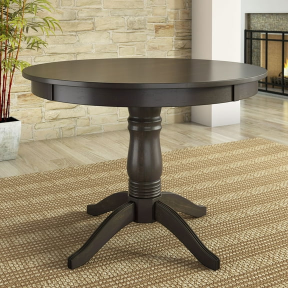 Lexington 42" Round Wood Pedestal Base Dining Table, Black