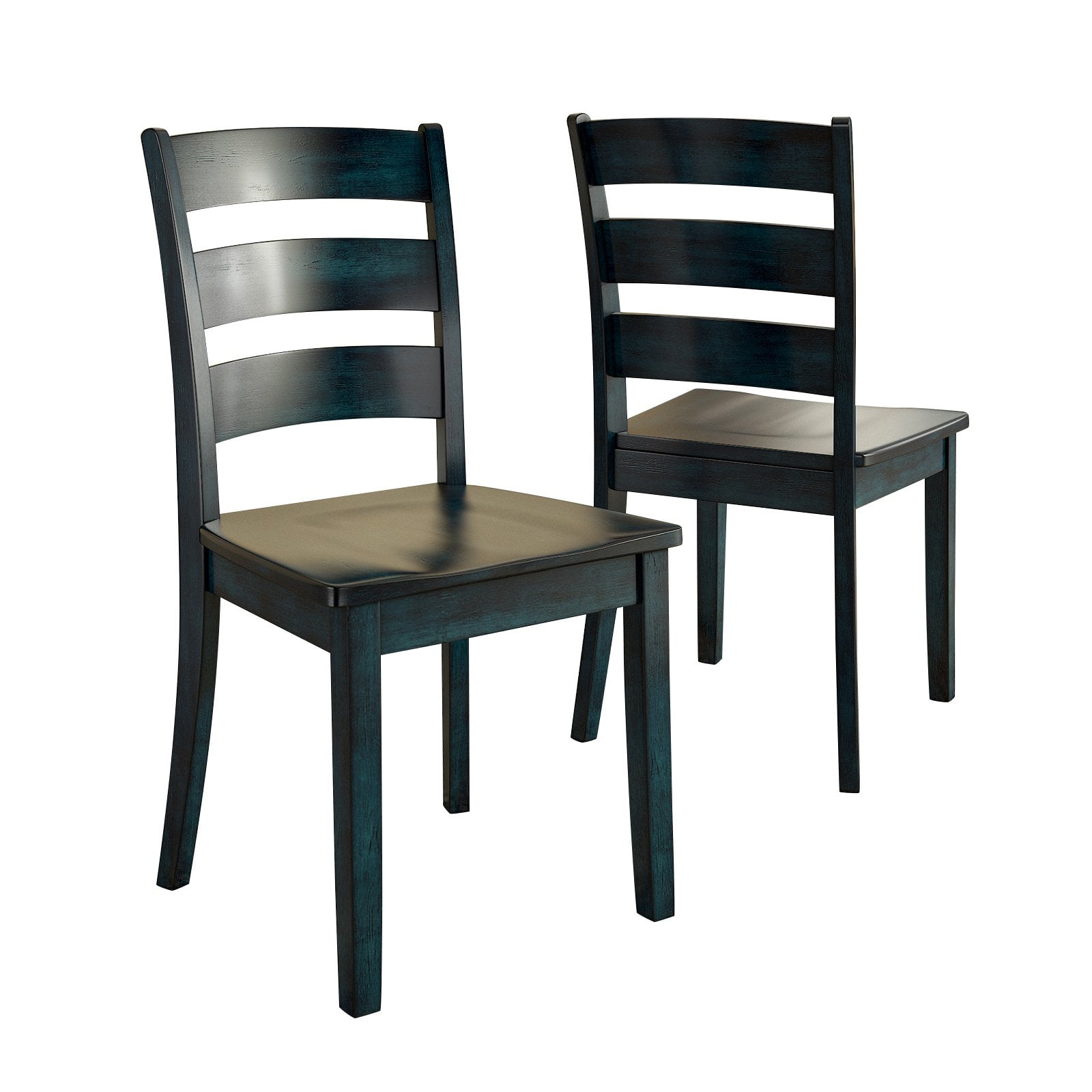 Lexington 5-Piece Dining Set with Round Table and 4 Ladder Back Chairs, Antique Denim