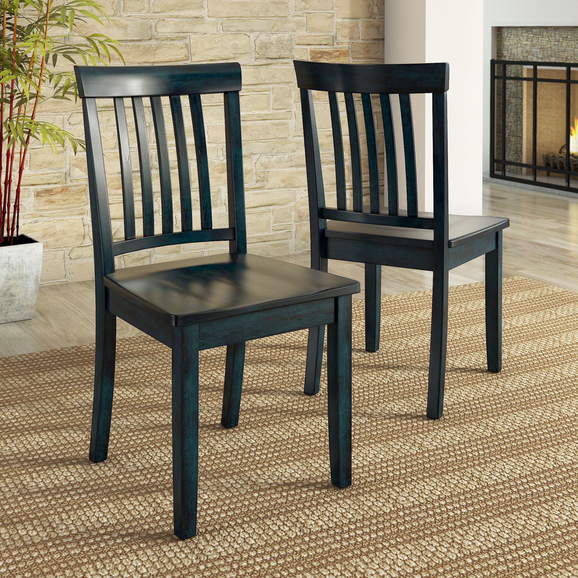 Lexington 5-Piece Dining Set with Round Table and 4 Mission Back Chairs, Antique Denim