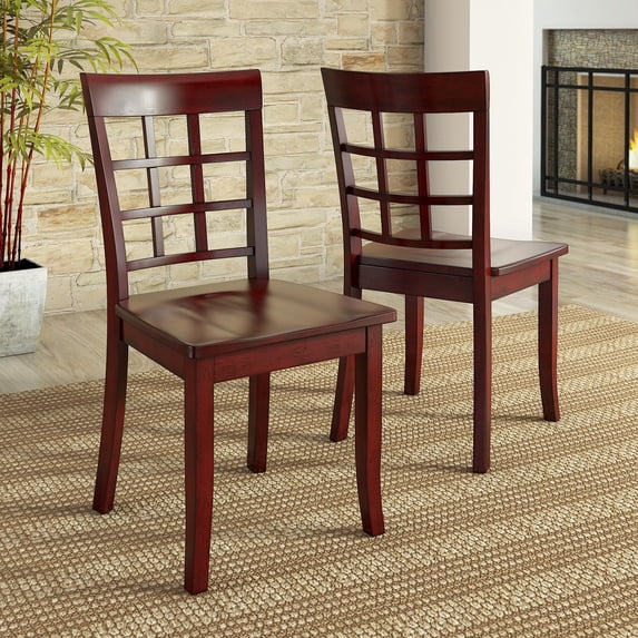 Lexington 5-Piece Dining Set with Round Table and 4 Window Back Chairs, Antique Berry Red