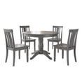 thumbnail image 1 of Lexington 5-Piece Wood Dining Set, Round Table and 4 Slat Back Chairs, Antique Grey, 1 of 6