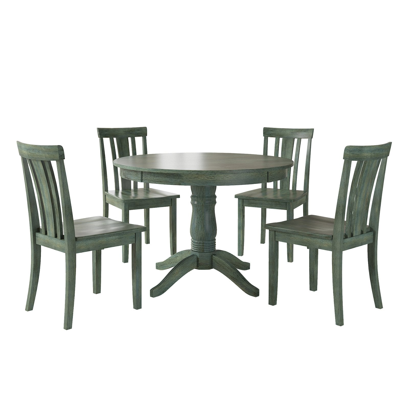 Lexington 5-Piece Wood Dining Set, Round Table and 4 Slat Back Chairs ...