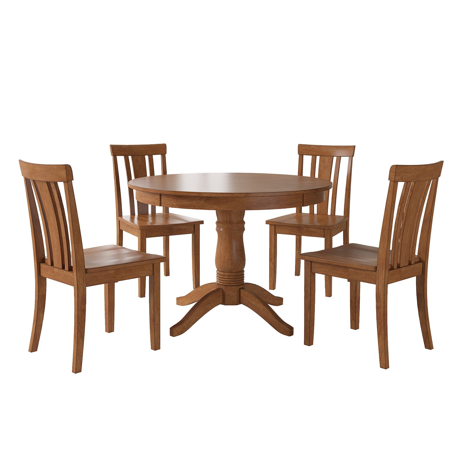 Lexington 5-Piece Wood Dining Set, Round Table and 4 Slat Back Chairs ...
