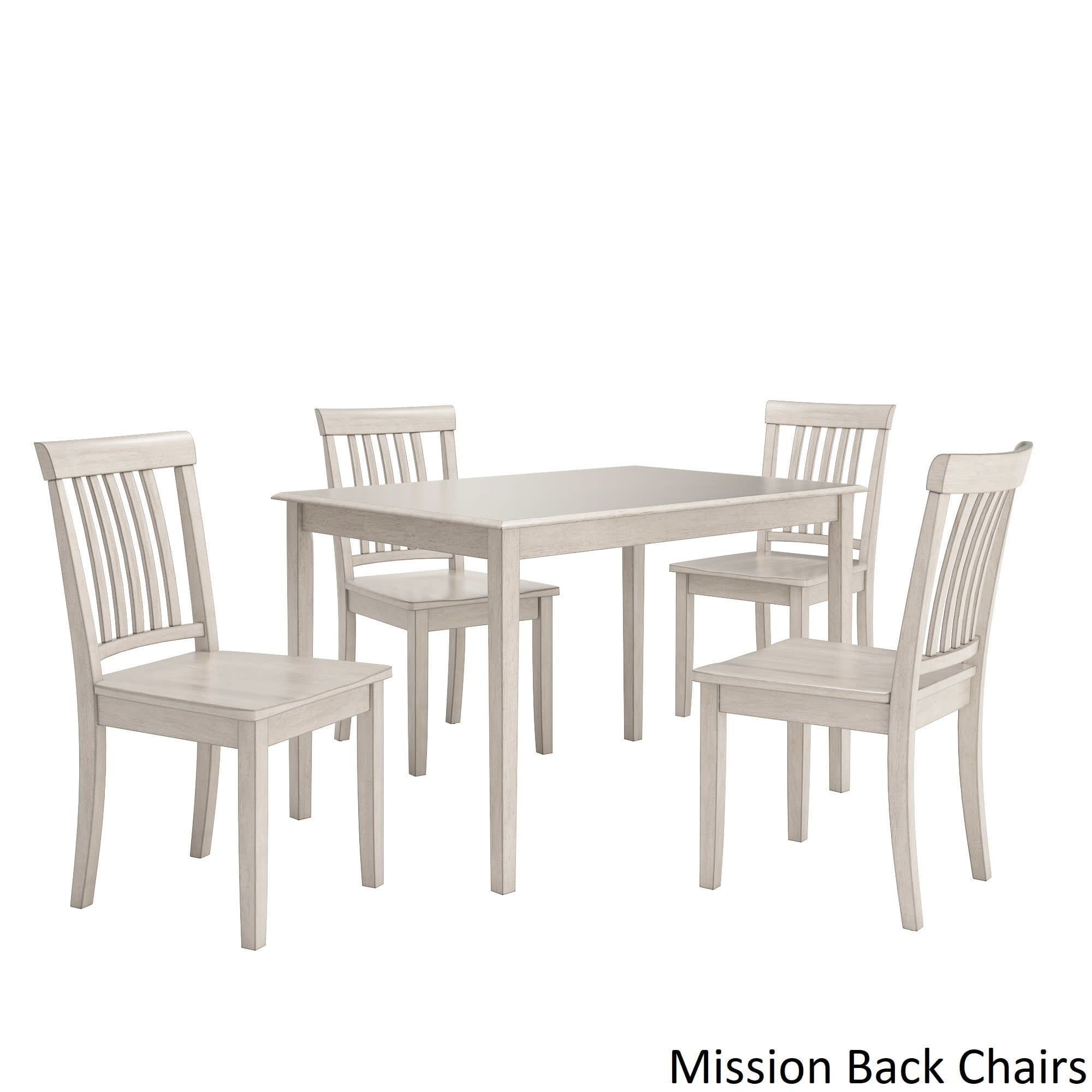 Lexington 5-Piece Wood Dining Set with 4 Mission Back Chairs, White