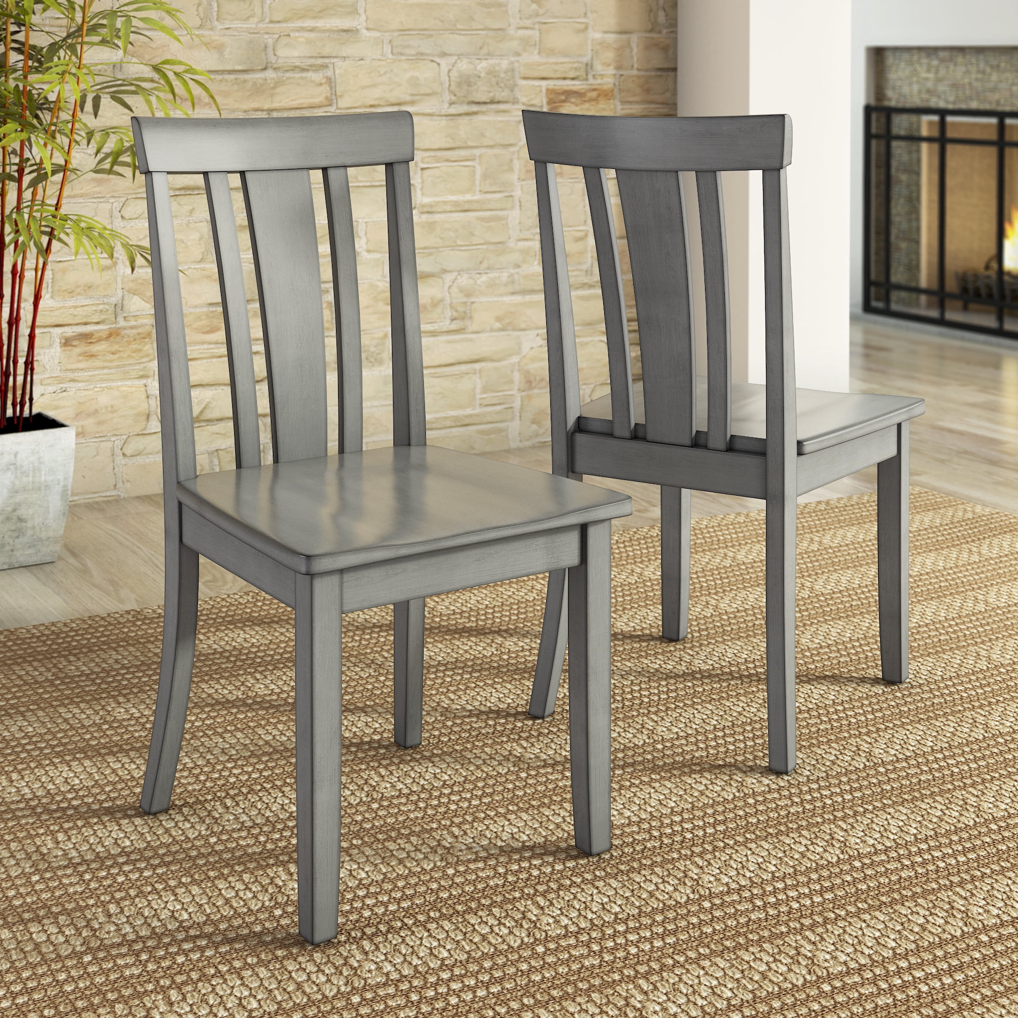 Lexington 6-Piece Dining Set with 60 Dining Table, Bench and 4 Slat Back Chairs, Antique Grey