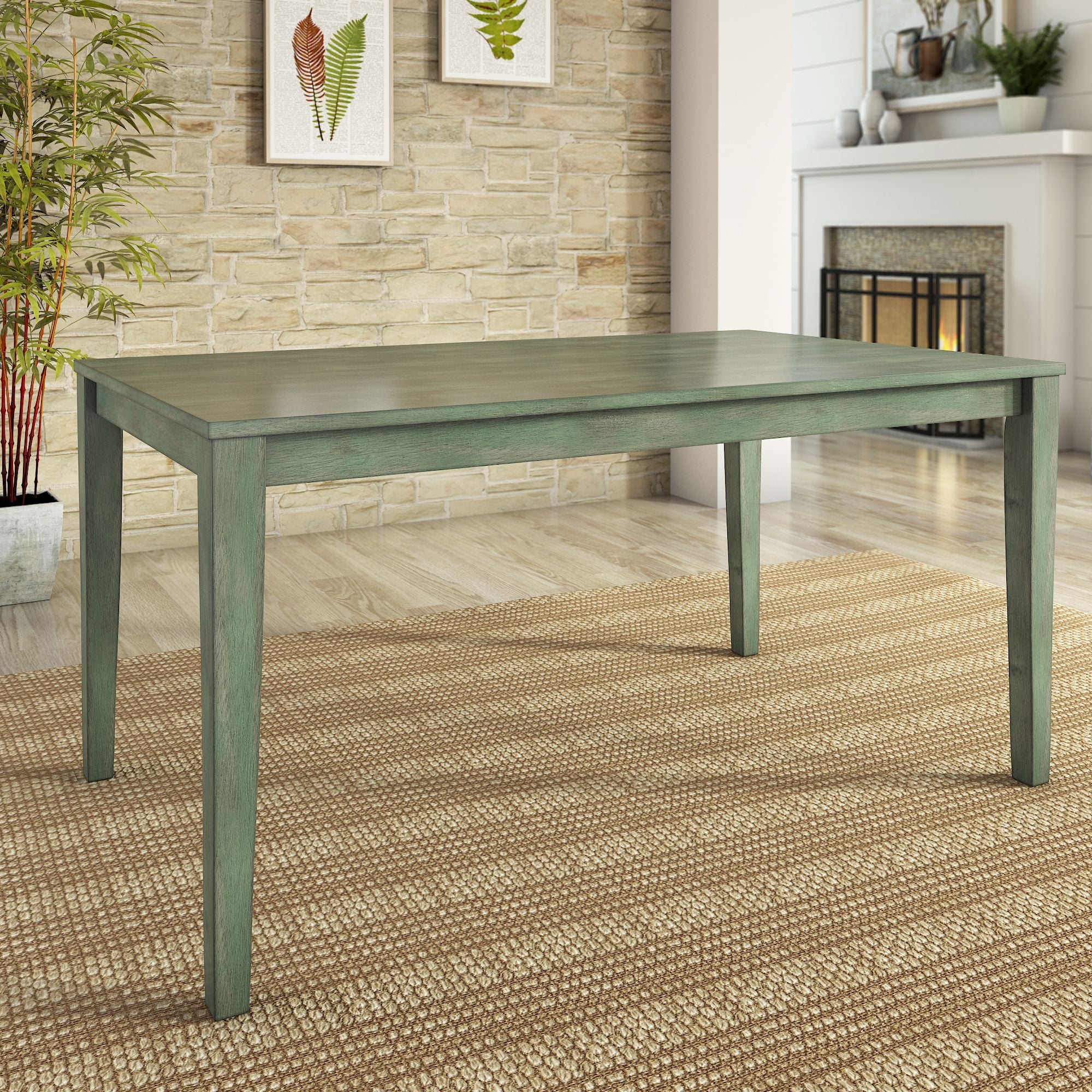 Lexington 6-Piece Dining Set with 60 Dining Table, Bench and 4 Window Back Chairs, Antique Sage