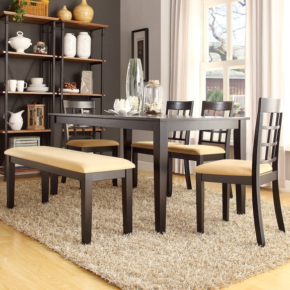 Lexington 6-Piece Large Dining Set with 4 Window Back Chairs and Bench