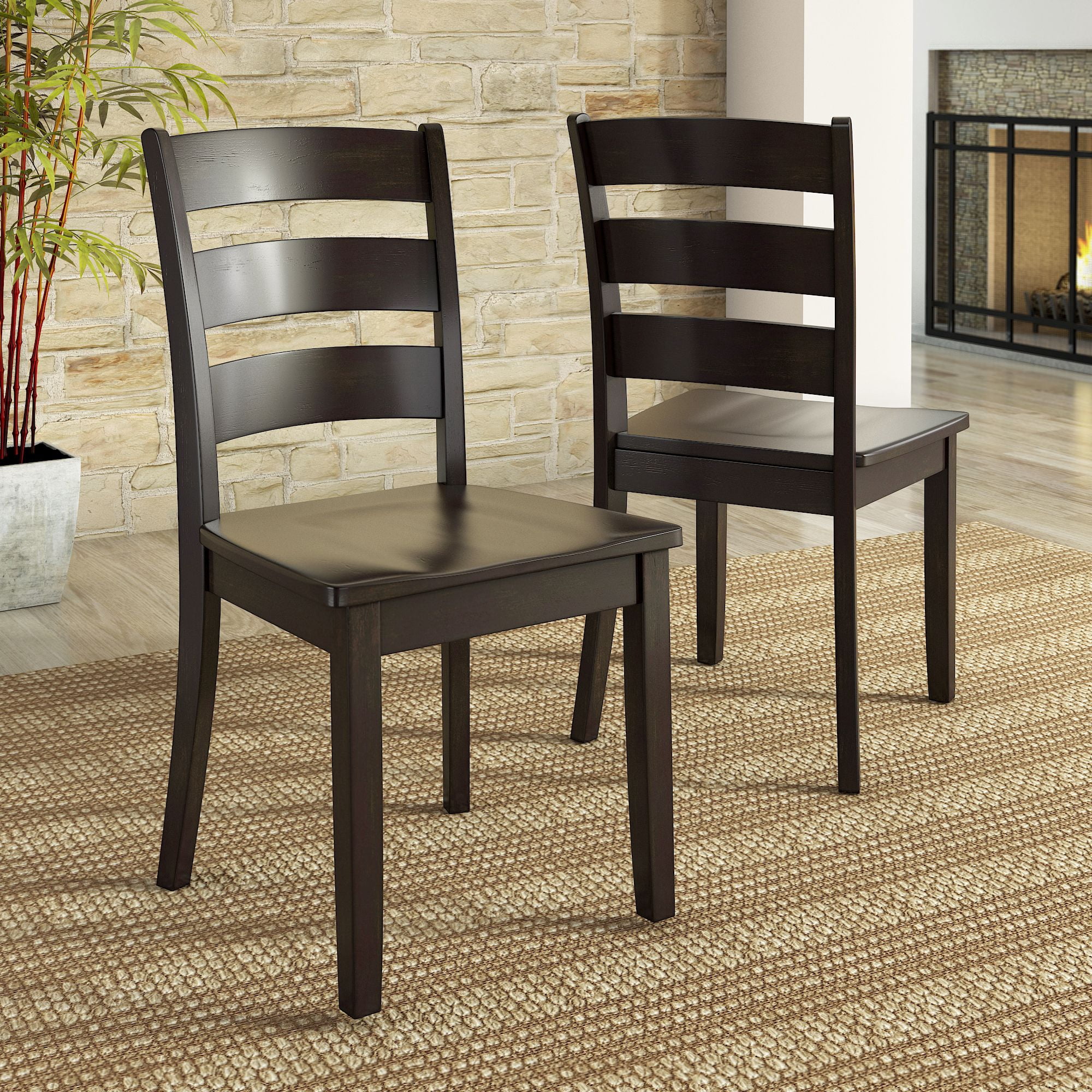 Lexington 7-Piece Dining Set with 60 Dining Table and 6 Ladder Back Chairs, Antique Black