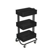 Lexington Black 3-Tier Metal Rolling Cart by Simply Tidy - Multi-Functional Storage Cart for Home - Office - and Kitchen - 1 Pack