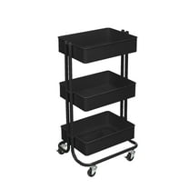 Lexington Black 3-Tier Metal Rolling Cart by Simply Tidy - Multi-Functional Storage Cart for Home - Office - and Kitchen - 1 Pack