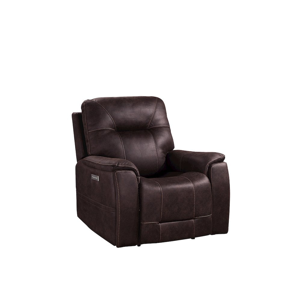 Transitional Saddle Brown Faux Leather Triple-Power Recliner