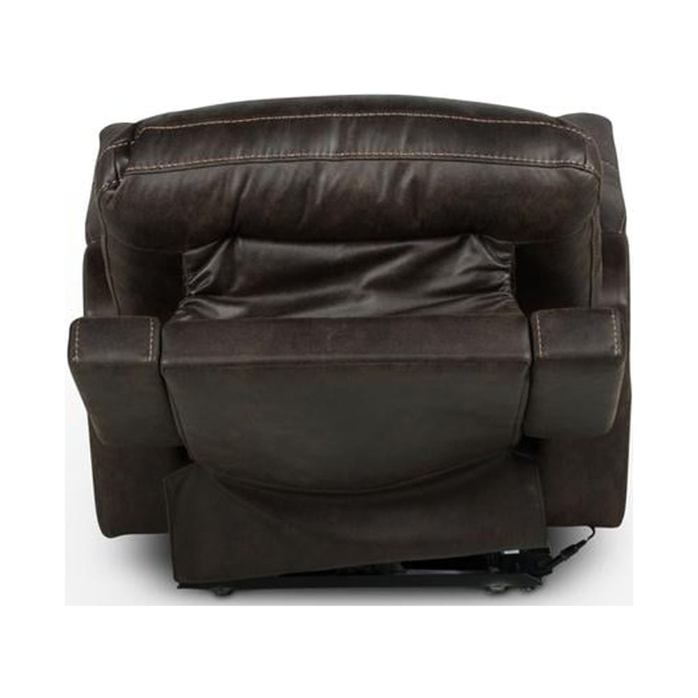 Transitional Saddle Brown Faux Leather Triple-Power Recliner