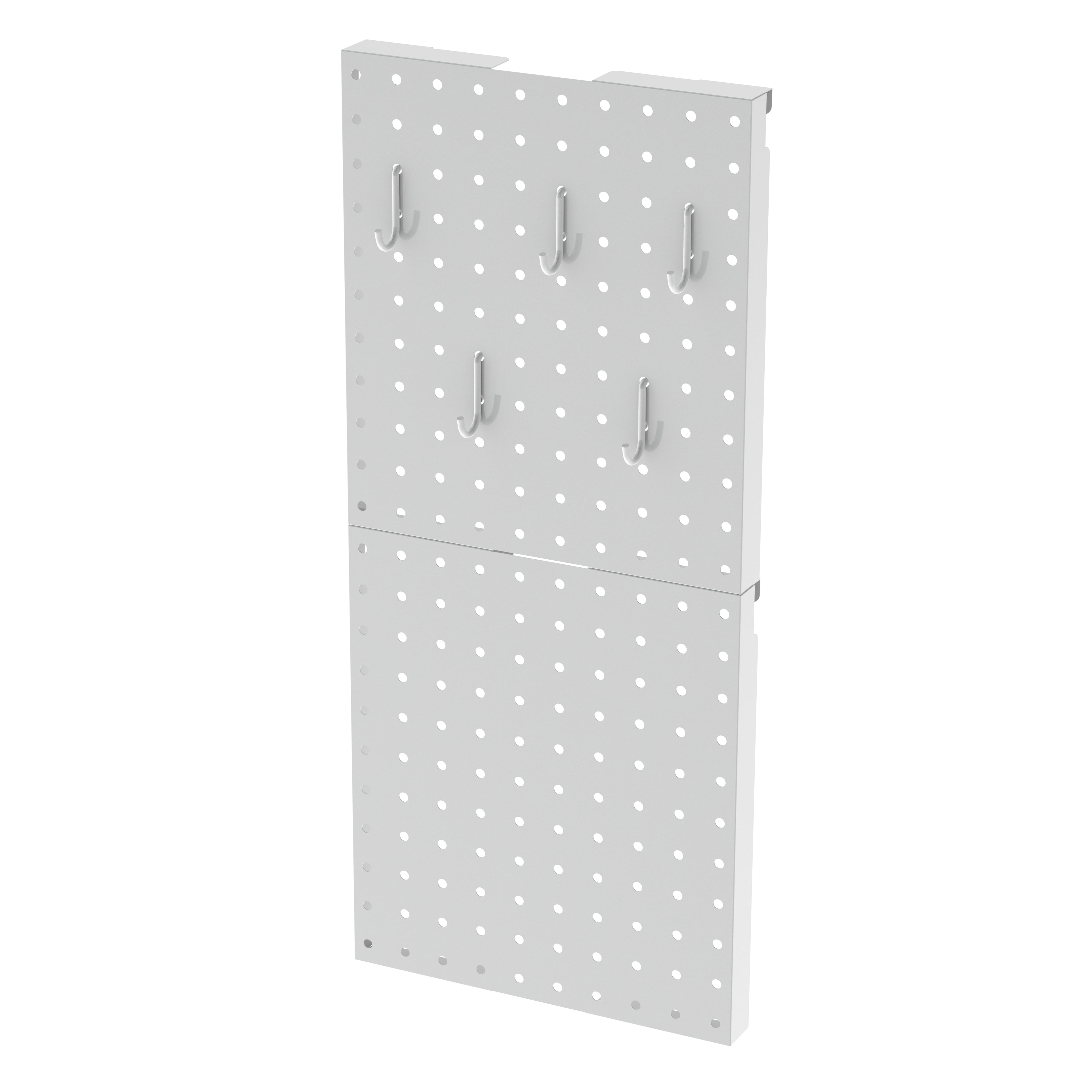 Lexington Cart Pegboards with Hooks by Simply Tidy – White Metal Pegboard Panels with 5 Hooks Each for Side Cart Storage - 12 Pack