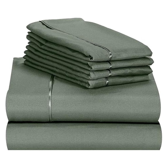 Lexington Elegance 18 inch Deep Pocket 6 Piece Bed Sheet Sets Wrinkle Free (Tree Moss, Full)
