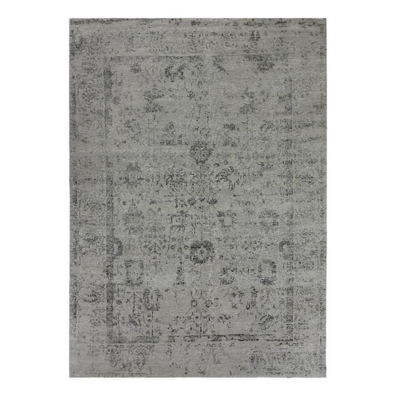 Lexington Hand-Knotted Wool/Bamboo Silk Silver/Black 8'x10' Area Rug