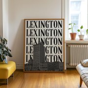 Lexington Kentucky Poster, Black And White City Skyline Wall Art