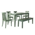 thumbnail image 1 of Lexington Large Dining Set with Bench and 4 Slat Back Chairs, Dark Sea Green, 1 of 7