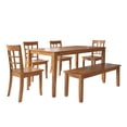 thumbnail image 1 of Lexington Large Dining Set with Bench and 4 Window Back Chairs, Oak, 1 of 7