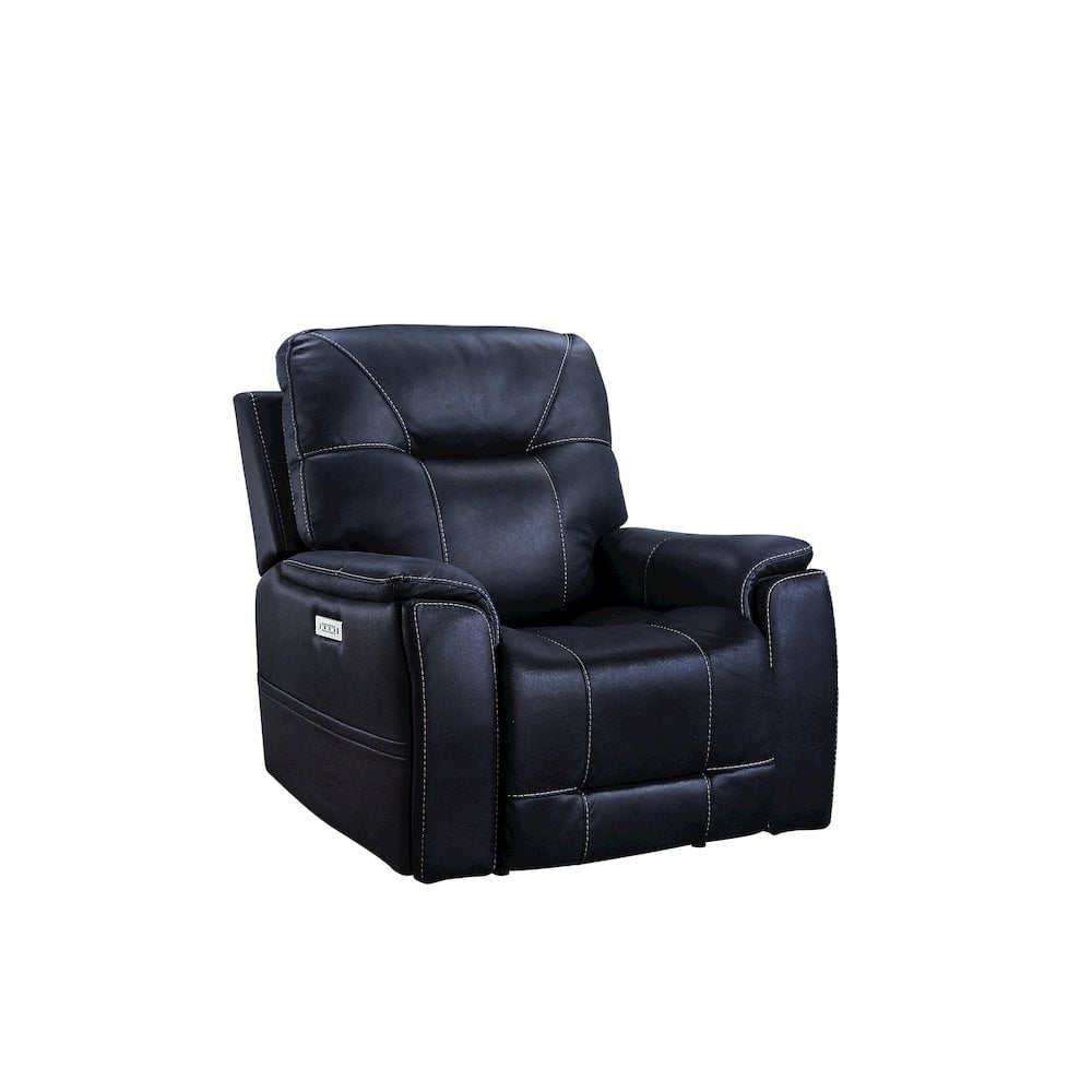 Transitional Ocean Blue Faux Leather 38" Power Recliner