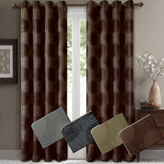 Lexington Pair (Set of 2) Jacquard Grommet Window Curtain Panels