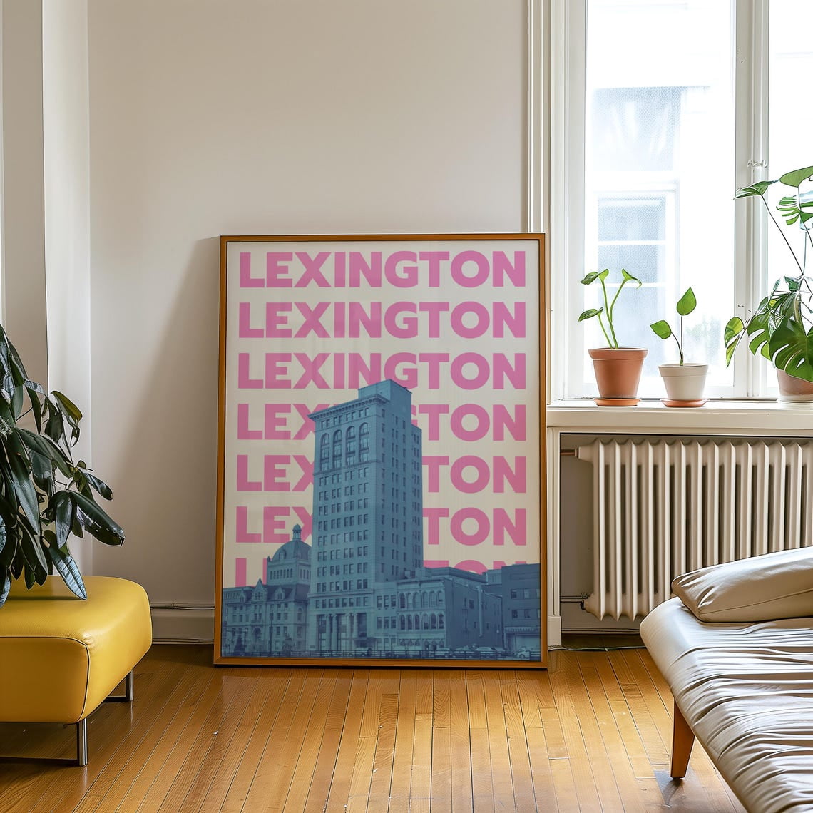 Lexington Print Ky Wall Art Blue And Pink Lex City Skyline Print Preppy ...