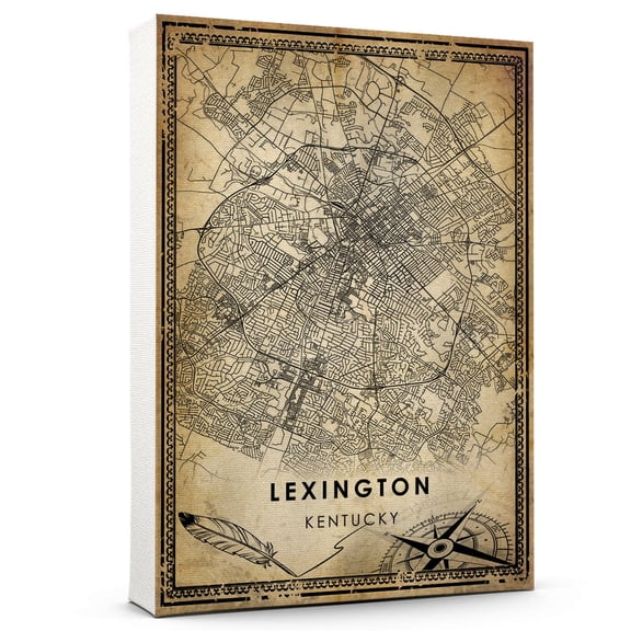 Lexington Vintage Map Prints Canvas, Kentucky Map Art Canvas, Canvas, Lexington Map City style Watercolor art Canvas