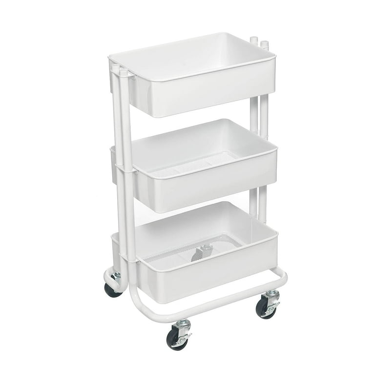 Simply Tidy Lexington White Mini Rolling Cart with Small Utility