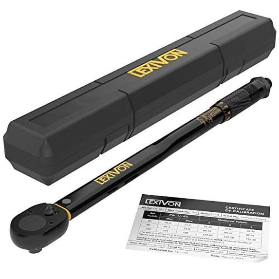 Lexivon 1/2-Inch Drive Click Torque Wrench 10-150 Ft-Lb/13.6-203.5 Nm (LX-183)