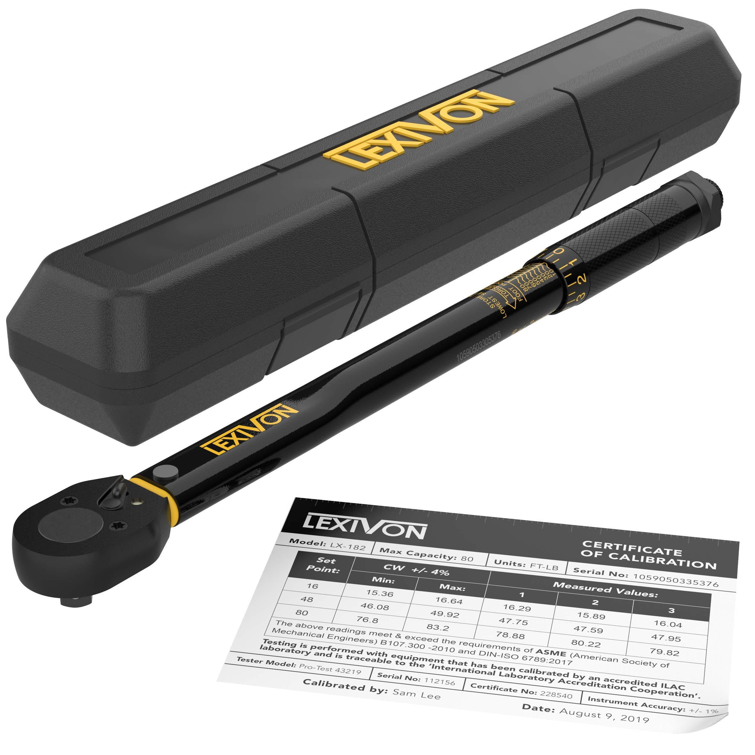 Lexivon 3/8Inch Drive Click Torque Wrench 1080 FtLb/13.6108.5 Nm (LX182)