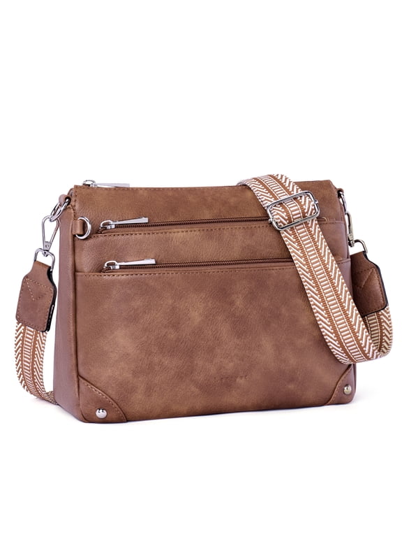 Crossbody Bags for Women Rfid Travel Crossbody Purses Leather Roomy Handbags Medium Shoulder bag with Adjustable Strap