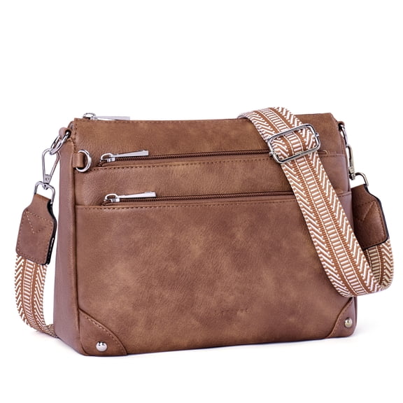 Lexiyat Crossbody Bags for Women Rfid Travel Crossbody Purses Leather Roomy Handbags Medium Shoulder bag with Adjustable Strap