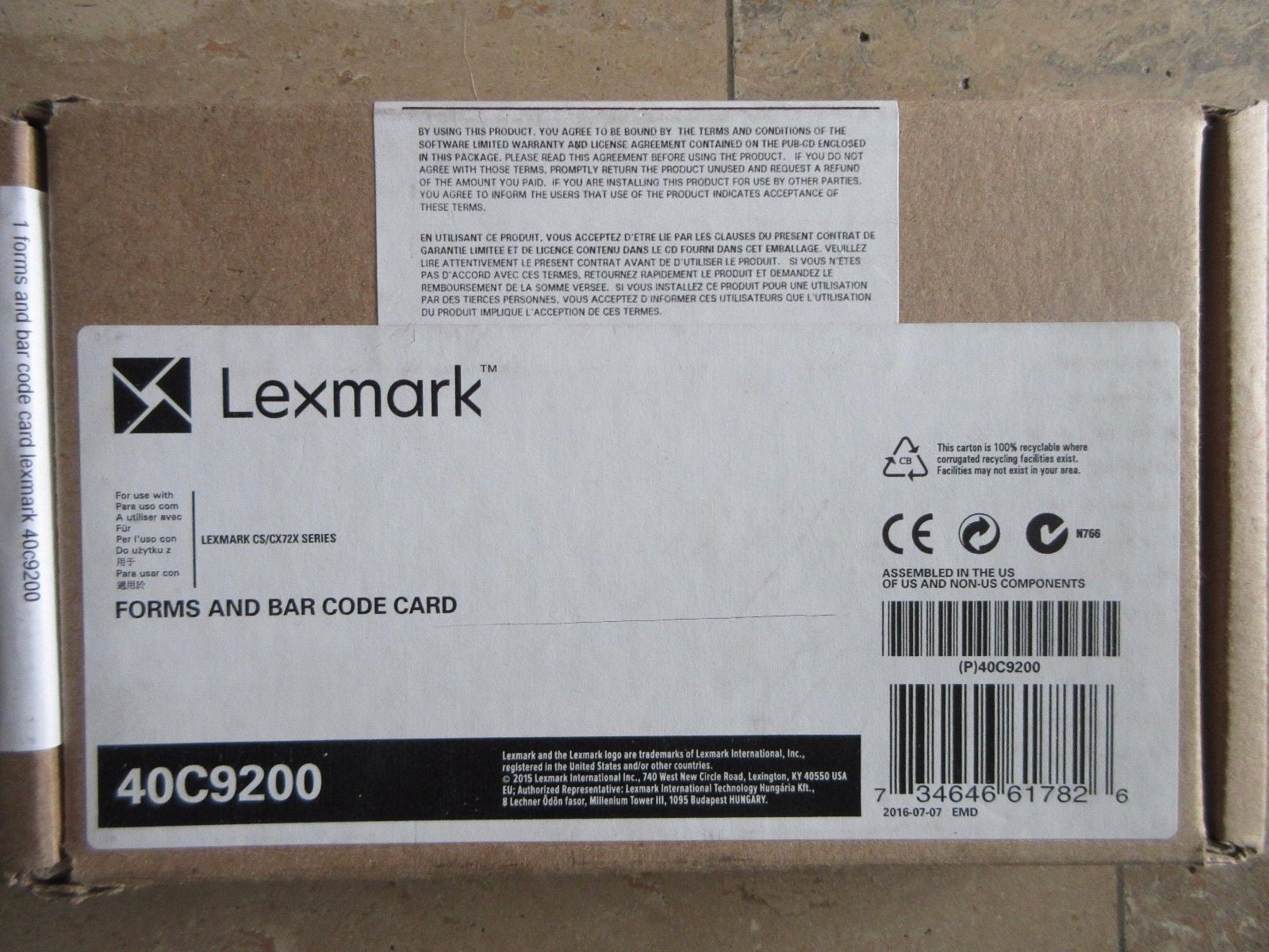 Lexmark Forms and Bar Code Card