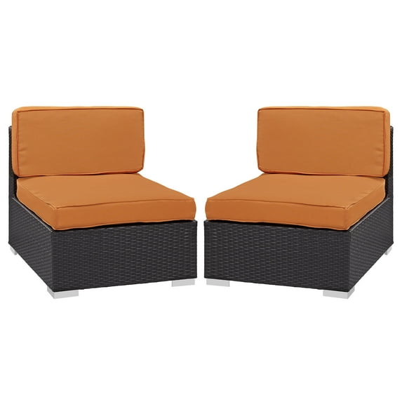 Gather Armless Chair Set of 2 in Espresso Orange