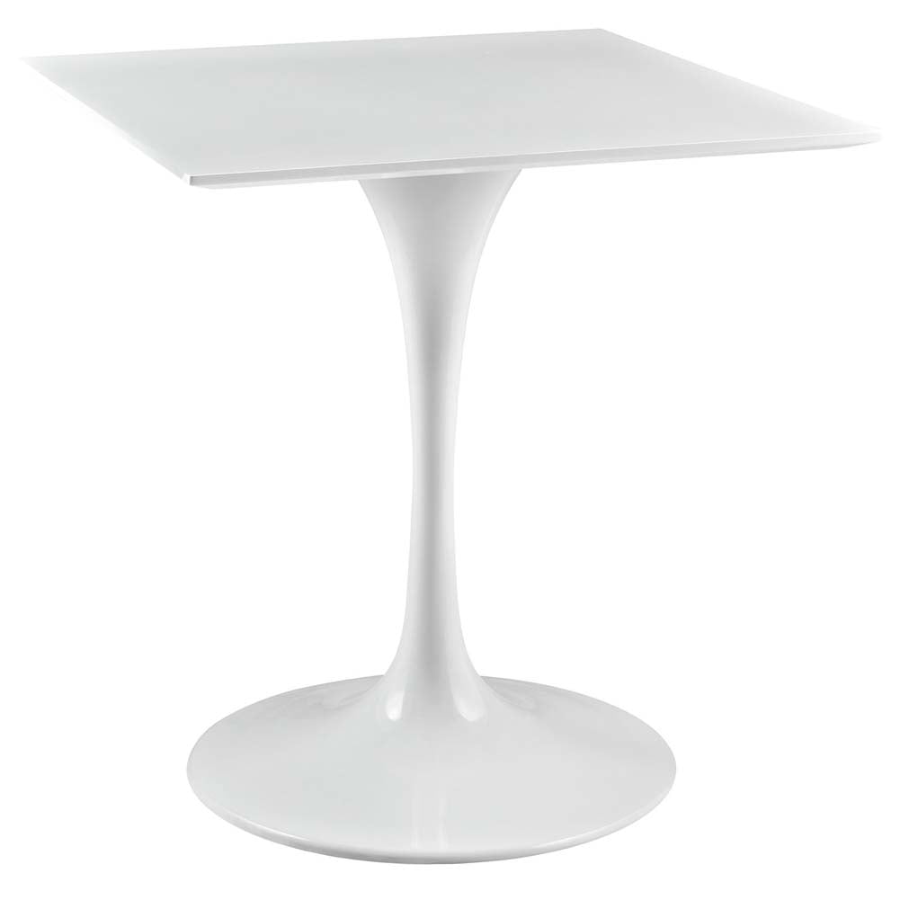 White Square MDF Dining Table with Pedestal Base, 28"