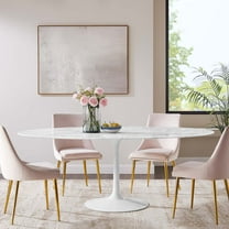 Modway Lippa 78" Oval Artificial Marble Dining Table in White