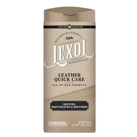 Lexol Quick Care Leather Cleaner & Conditioner, 28 Sheet Wipes