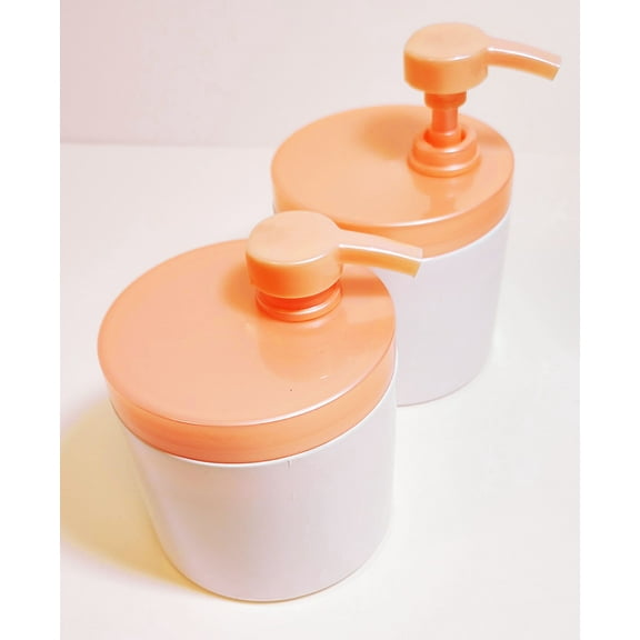 Lexon 2 pack of 13 oz Ounce Jar with Pump Plastic Container Refillable Liquid Massage Cream Moisturizer or Soap Dispenser
