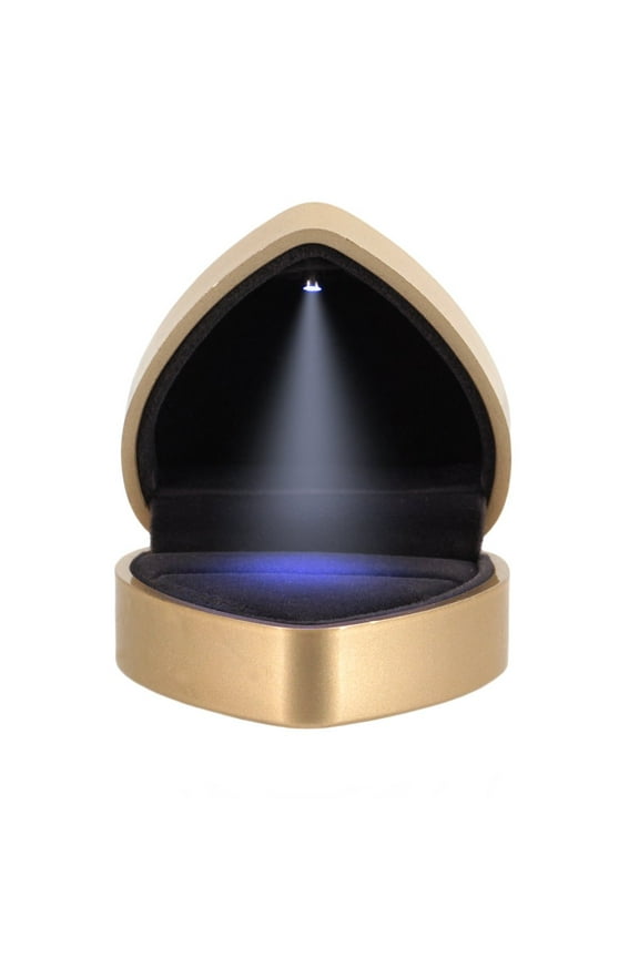 LED Diamond Ring Box Jewelry Wedding Engagement Proposal Lighted Ear Ring Pendant Case Gold Heart