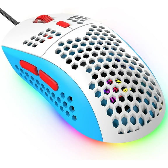 LexonElec M8 LED Gaming Mouse,Ergonomic Ultra-Lightweight Honeycomb Shell,Custom Tri-Color Design,Chroma RGB Backlit,7 Programmable Buttons 6400 DPI,Computer Mice for PS4,Xbox,Laptop,PC Gamers