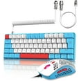 thumbnail image 1 of LexonElec T60PRO 60% Mechanical Keyboard and Mouse Combo+Coiled USB C Cable, Compact RGB LED Backlit Keyboard, Linear Red Switch, 6400 DPI Programmable RGB Mouse for PC Mac Gamer(Blue&White), 1 of 11