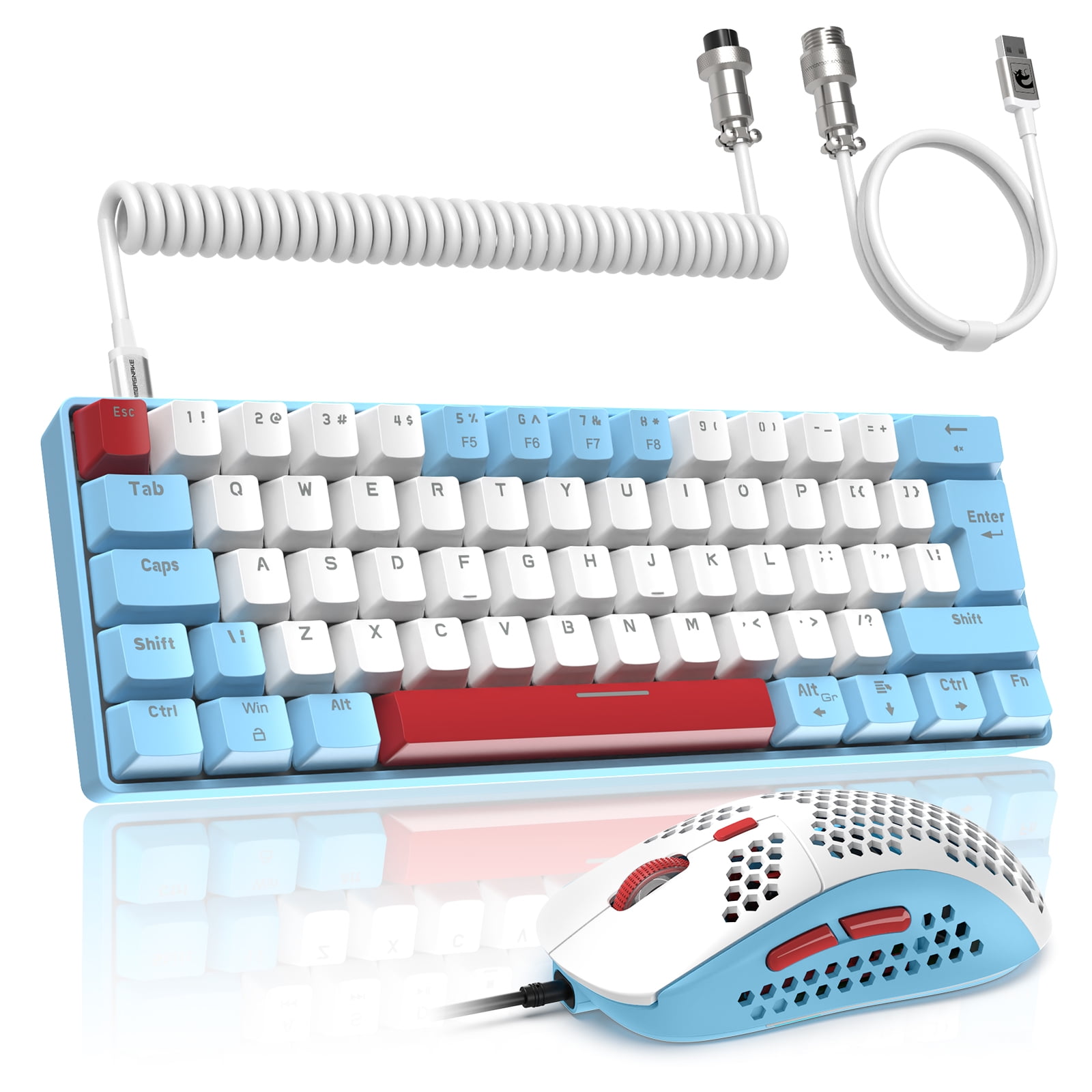 LexonElec T60PRO Backlit Wired 60% Mechanical Gaming Keyboard, White