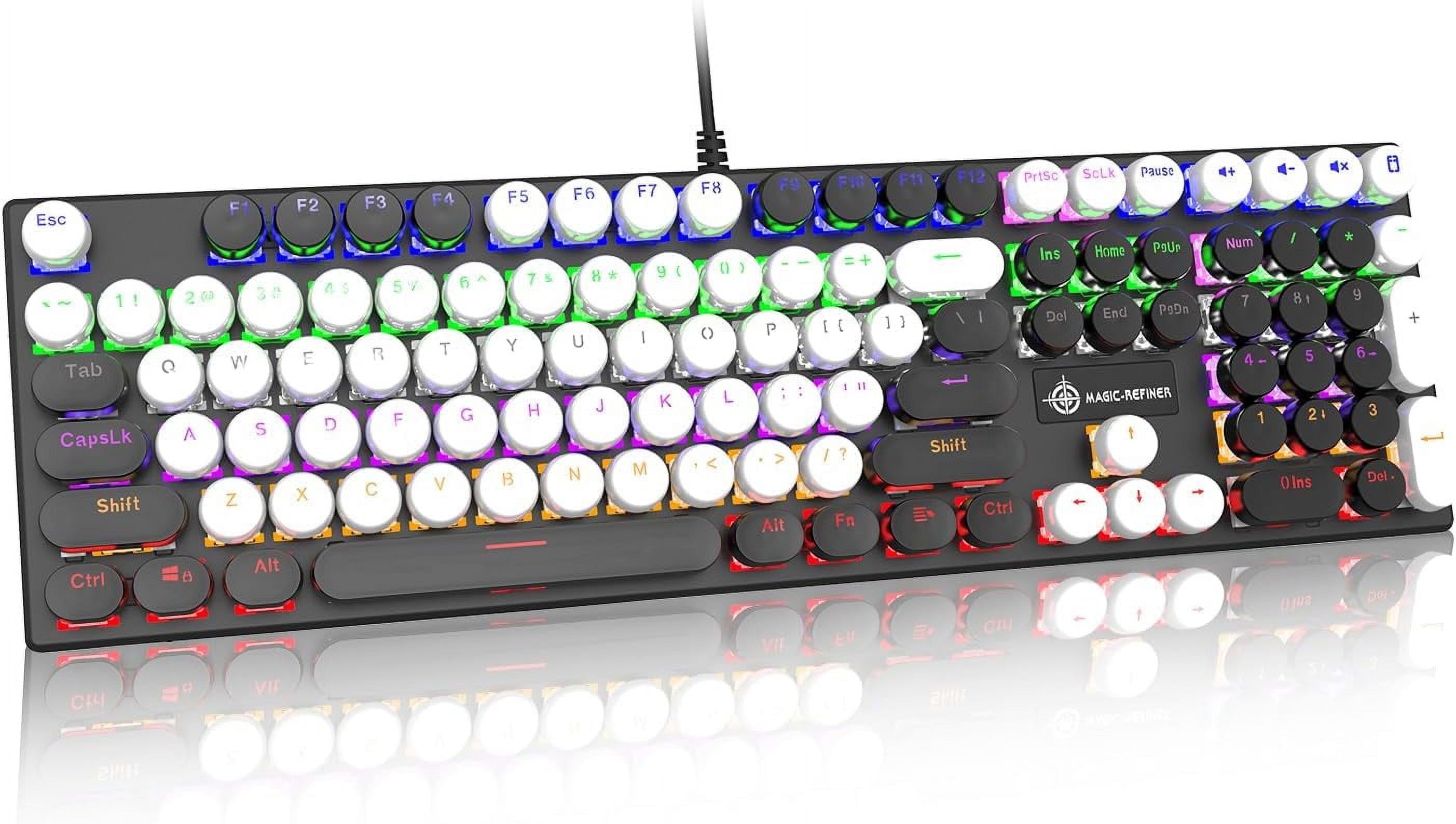 LexonElec Backlit Keys Wired Gaming Keyboard with Keycap Puller, White