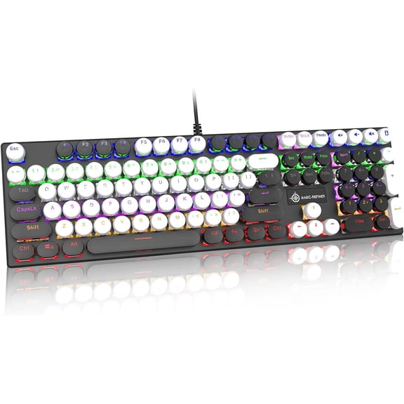 LexonElec Backlit Keys Wired Gaming Keyboard with Keycap Puller, White