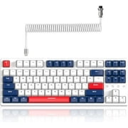 Lexontech K87 Mechanical Keyboard, TKL 87 Keys Wireless 2.4GHz/Bluetooth 5.1/Wired Custom Coiled USB C Cable RGB Gaming Keyboard, Hot-Swappable Yellow Switch for PC PS5 PS4 Xbox one Mac Cherry MX