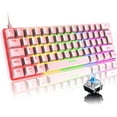 thumbnail image 1 of Lexontech T60 Wired Gaming Keyboard 60% True Mechanical Blue Keyboard Mini Portable 62 Keys 19 RGB Chroma LED Backlit Full Keys Anti-Ghosting for Gamers and Typists (Pink/Blue Switch), 1 of 8