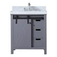 thumbnail image 1 of Lexora  30 in. Marsyas Single Vanity with White Carrera Marble Top, White Square Sink & No Mirror - Dark Grey, 1 of 1