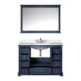thumbnail image 1 of Lexora  Dukes 48 in. Navy Blue Single Vanity, White Carrara Marble Top, White Square Sink & 46 in. Mirror - 48 x 22 x 34 in., 1 of 1