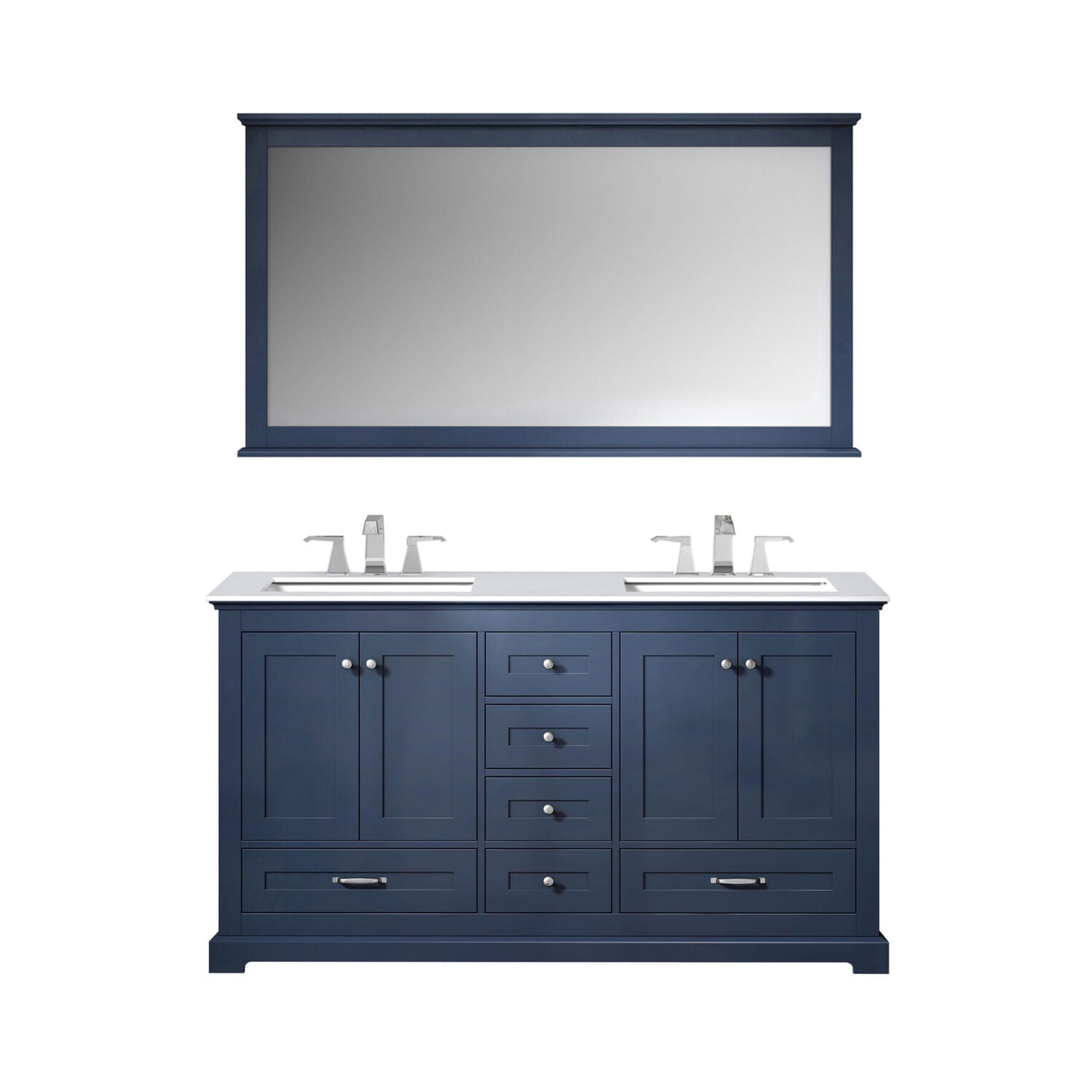Lexora 84" Dark Grey Double Vanity with White Quartz Top